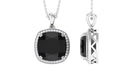 Created Black Diamond Pendant Necklace With Moissanite Halo Lab Created Black Diamond - ( AAAA ) - Quality - Rosec Jewels