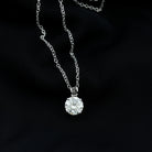 8 MM Certified Moissanite Solitaire Pendant Necklace in Silver - Rosec Jewels