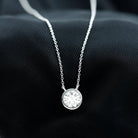 6.50 MM Simple Moissanite Solitaire Pendant Necklace in Silver - Rosec Jewels