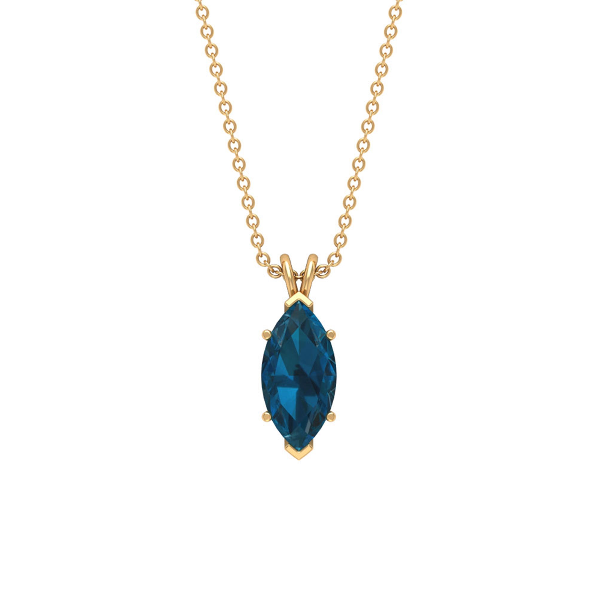 Marquise Cut London Blue Topaz Solitaire Pendant London Blue Topaz - ( AAA ) - Quality - Rosec Jewels