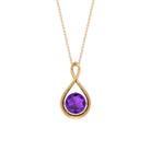 Solitaire Real Amethyst Infinity Pendant Necklace Amethyst - ( AAA ) - Quality - Rosec Jewels