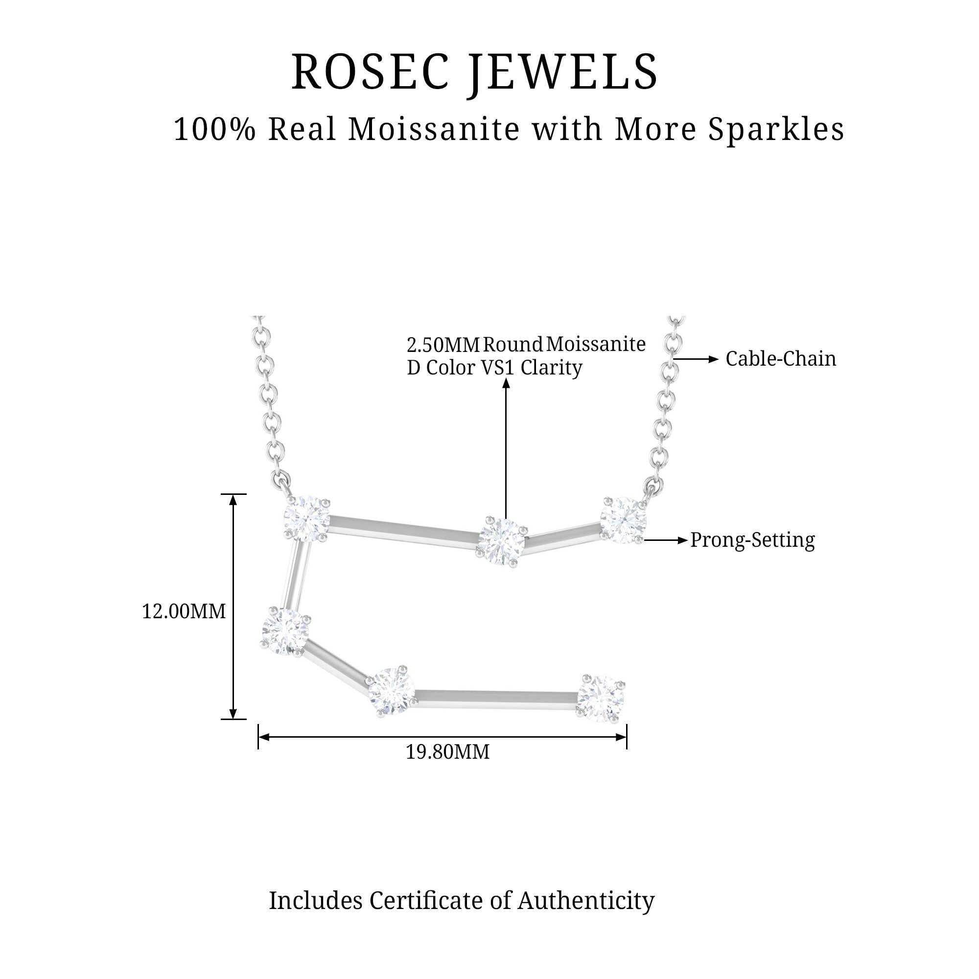 Moissanite Gemini Constellation Necklace - Rosec Jewels