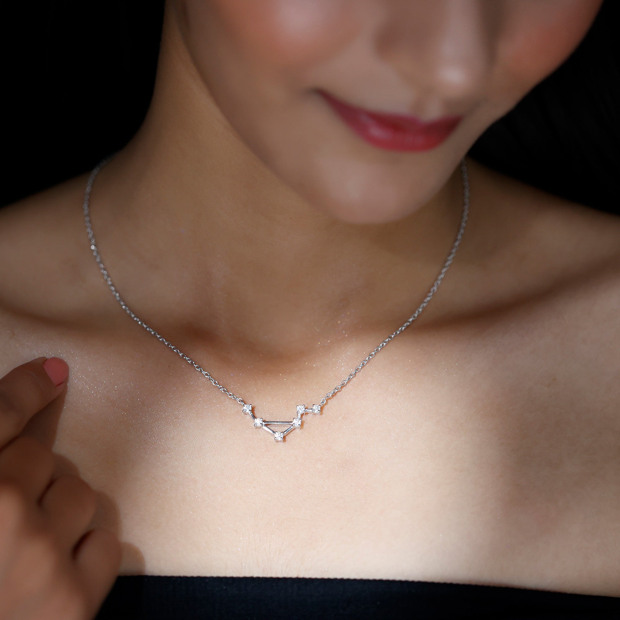 Certified Moissanite Libra Constellation Necklace Moissanite - ( D-VS1 ) - Color and Clarity - Rosec Jewels