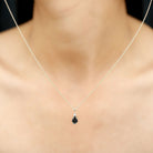 Pear Shape Black Onyx Solitaire Pendant with Diamond Black Onyx - ( AAA ) - Quality - Rosec Jewels