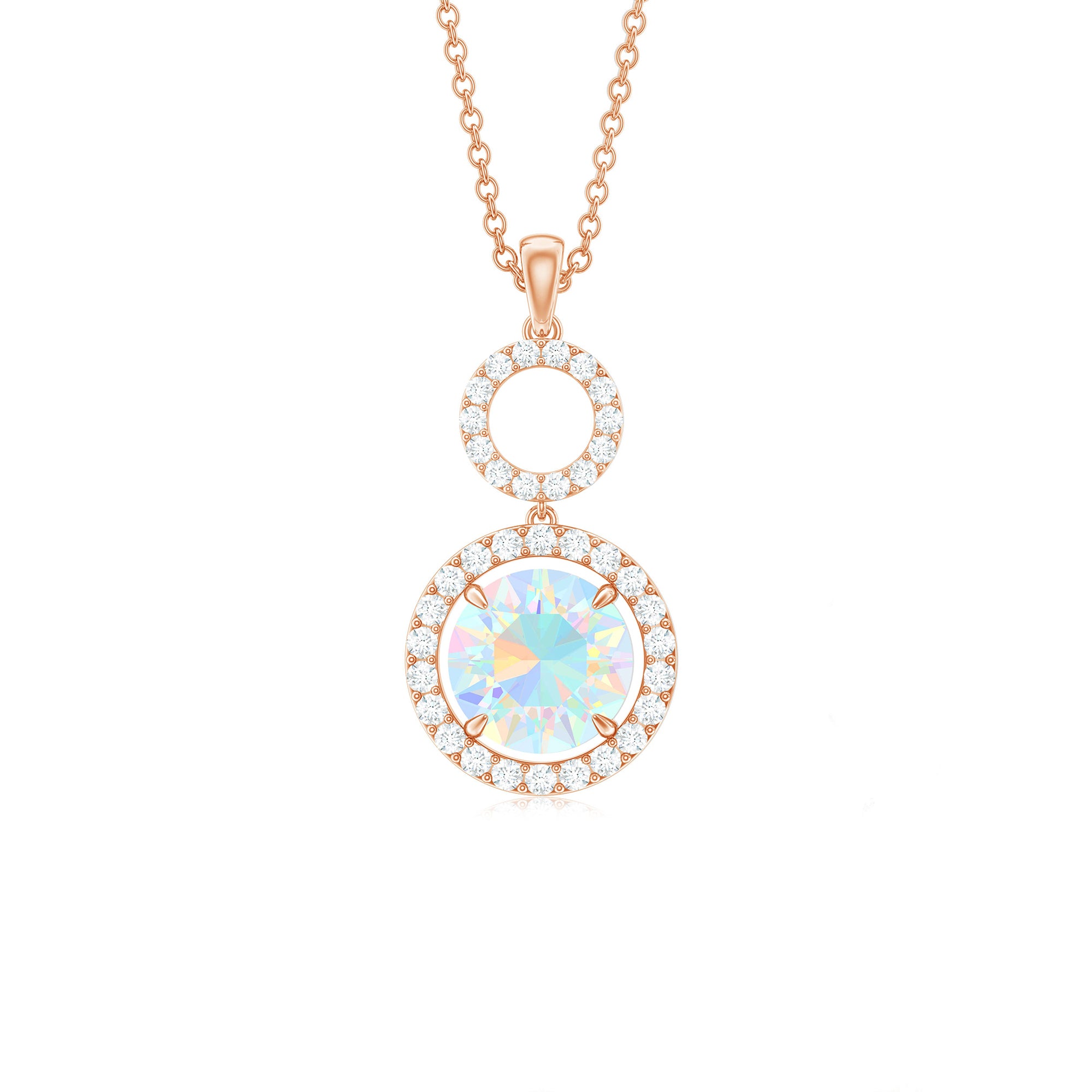 Ethiopian Opal and Diamond Dangle Pendant Necklace Ethiopian Opal - ( AAA ) - Quality - Rosec Jewels