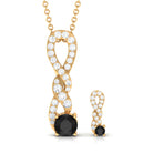 1 CT Natural Black Onyx Infinity Necklace and Earrings Set Black Onyx - ( AAA ) - Quality - Rosec Jewels