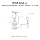 Oval Ethiopian Opal Solitaire Pendant with Moissanite Twisted Bail Ethiopian Opal - ( AAA ) - Quality - Rosec Jewels