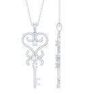 1/4 CT Vintage Zircon Silver Key Pendant Necklace - Rosec Jewels