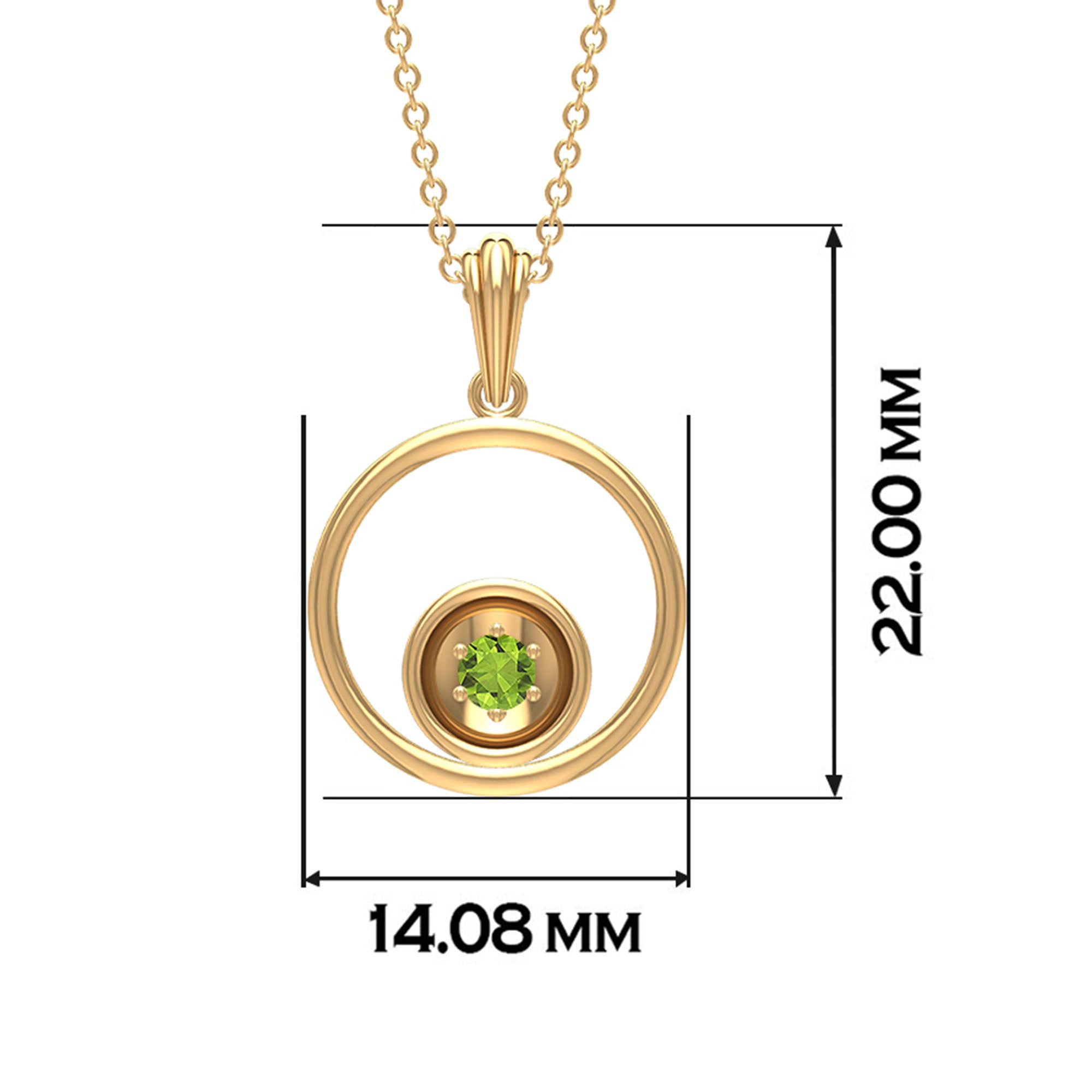 Open Circle Solitaire Peridot Pendant Necklace Peridot - ( AAA ) - Quality - Rosec Jewels