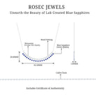 Princess Cut Created Blue Sapphire Silver Statement Necklace with Zircon - Rosec Jewels