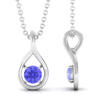 4 MM Tanzanite Solitaire and Gold Teardrop Pendant Tanzanite - ( AAA ) - Quality - Rosec Jewels