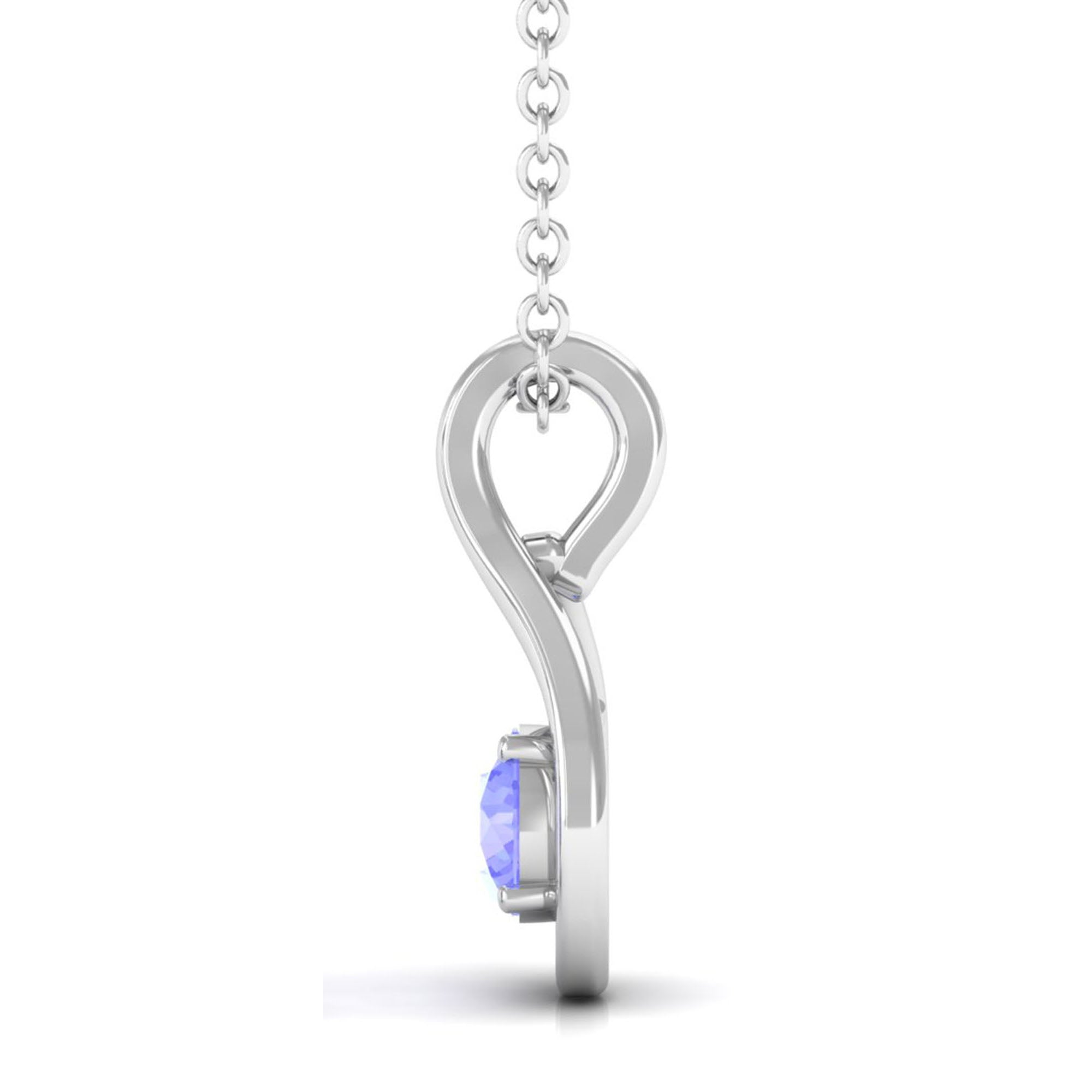 4 MM Tanzanite Solitaire and Gold Teardrop Pendant Tanzanite - ( AAA ) - Quality - Rosec Jewels