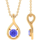 4 MM Tanzanite Solitaire and Gold Teardrop Pendant Tanzanite - ( AAA ) - Quality - Rosec Jewels