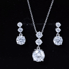 5.25 CT Moissanite 3 Stone Silver Dangle Earring and Necklace Set - Rosec Jewels