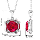 2.25 CT Art Deco Created Ruby Solitaire Necklace Lab Created Ruby - ( AAAA ) - Quality - Rosec Jewels