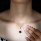 2.75 CT Certified Lab Created Emerald Dangle Necklace with Zircon Lab Created Emerald - ( AAAA ) - Quality - Rosec Jewels