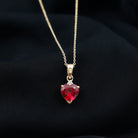 2 CT Created Ruby Heart Pendant Necklace with Zircon Lab Created Ruby - ( AAAA ) - Quality - Rosec Jewels