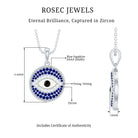 Rosec Jewels-Created Blue Sapphire and Moissanite Evil Eye Pendant Necklace