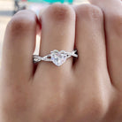 Heart Shape Moissanite Solitaire Crossover Engagement Ring Moissanite - ( D-VS1 ) - Color and Clarity - Rosec Jewels