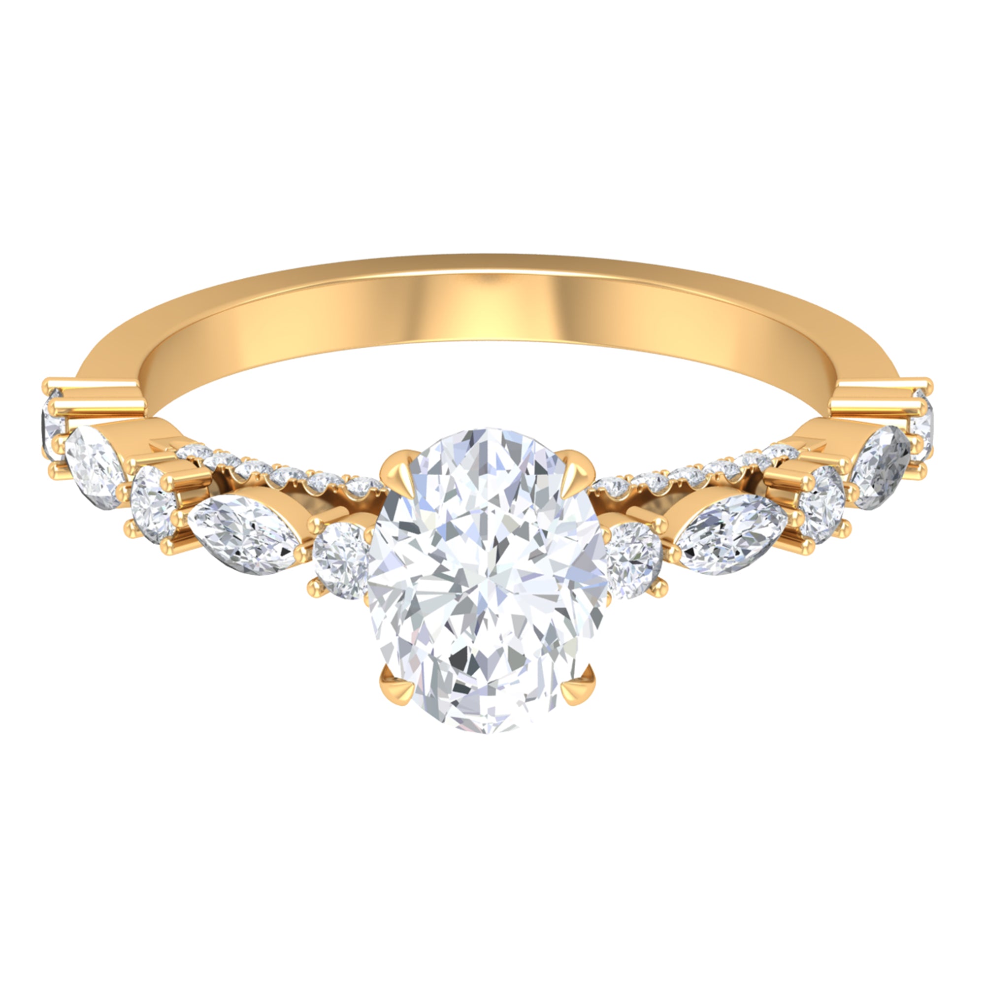 2 CT Moissanite Solitaire Engagement Ring For Women Moissanite - ( D-VS1 ) - Color and Clarity 14K Yellow Gold 5.5 - Rosec Jewels