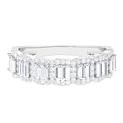 Designer Baguette Moissanite Half Eternity Band Ring Moissanite - ( D-VS1 ) - Color and Clarity - Rosec Jewels