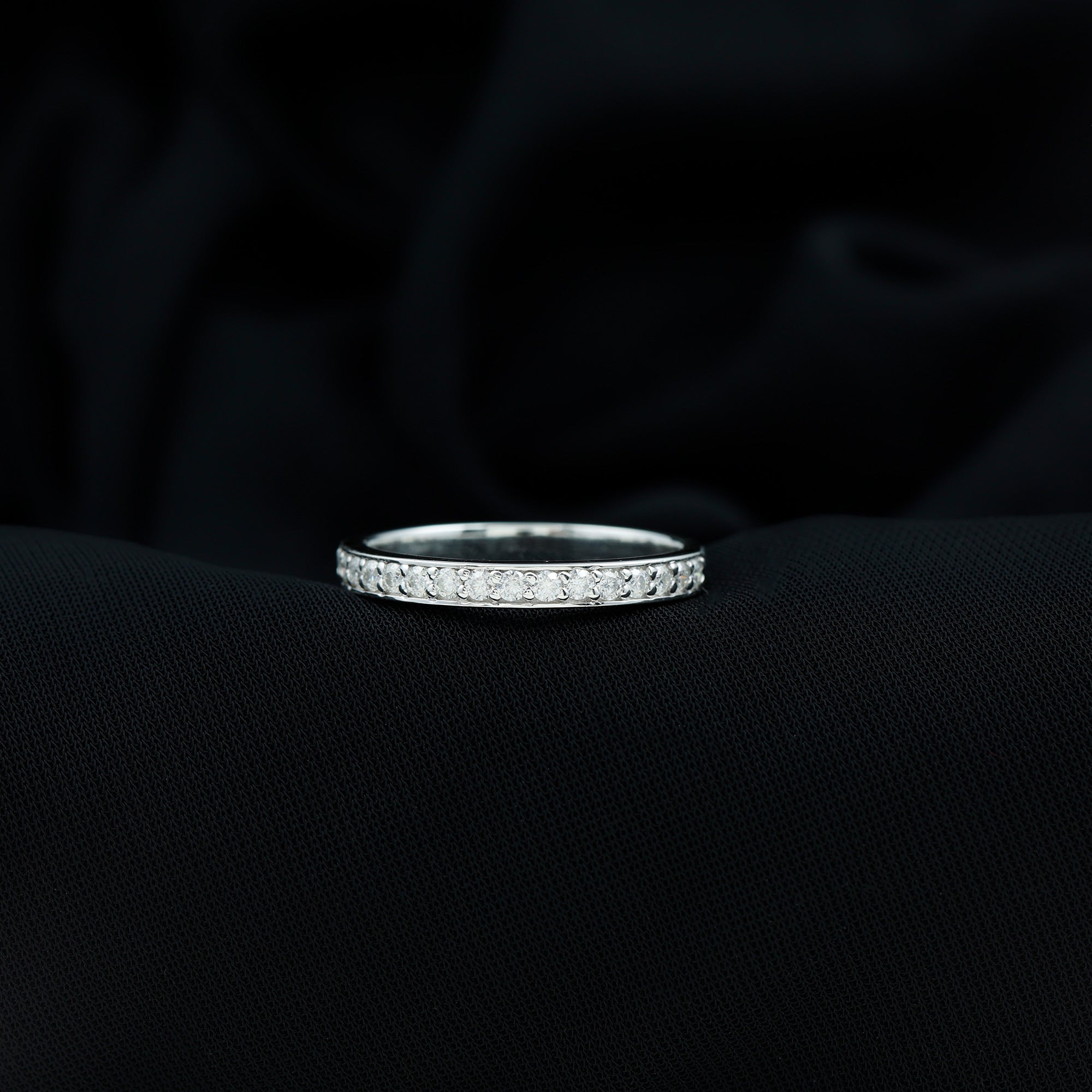 Certified Moissanite Half Eternity Ring Moissanite - ( D-VS1 ) - Color and Clarity - Rosec Jewels