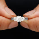 Diamond Flower Engagement Ring with Split Shank Diamond - ( HI-SI ) - Color and Clarity - Rosec Jewels