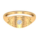 Diamond Textured Signet Ring for Men Diamond - ( HI-SI ) - Color and Clarity - Rosec Jewels