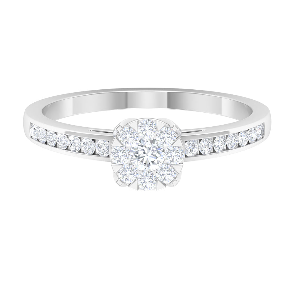 Illusion Set Diamond Engagement Ring Diamond - ( HI-SI ) - Color and Clarity - Rosec Jewels