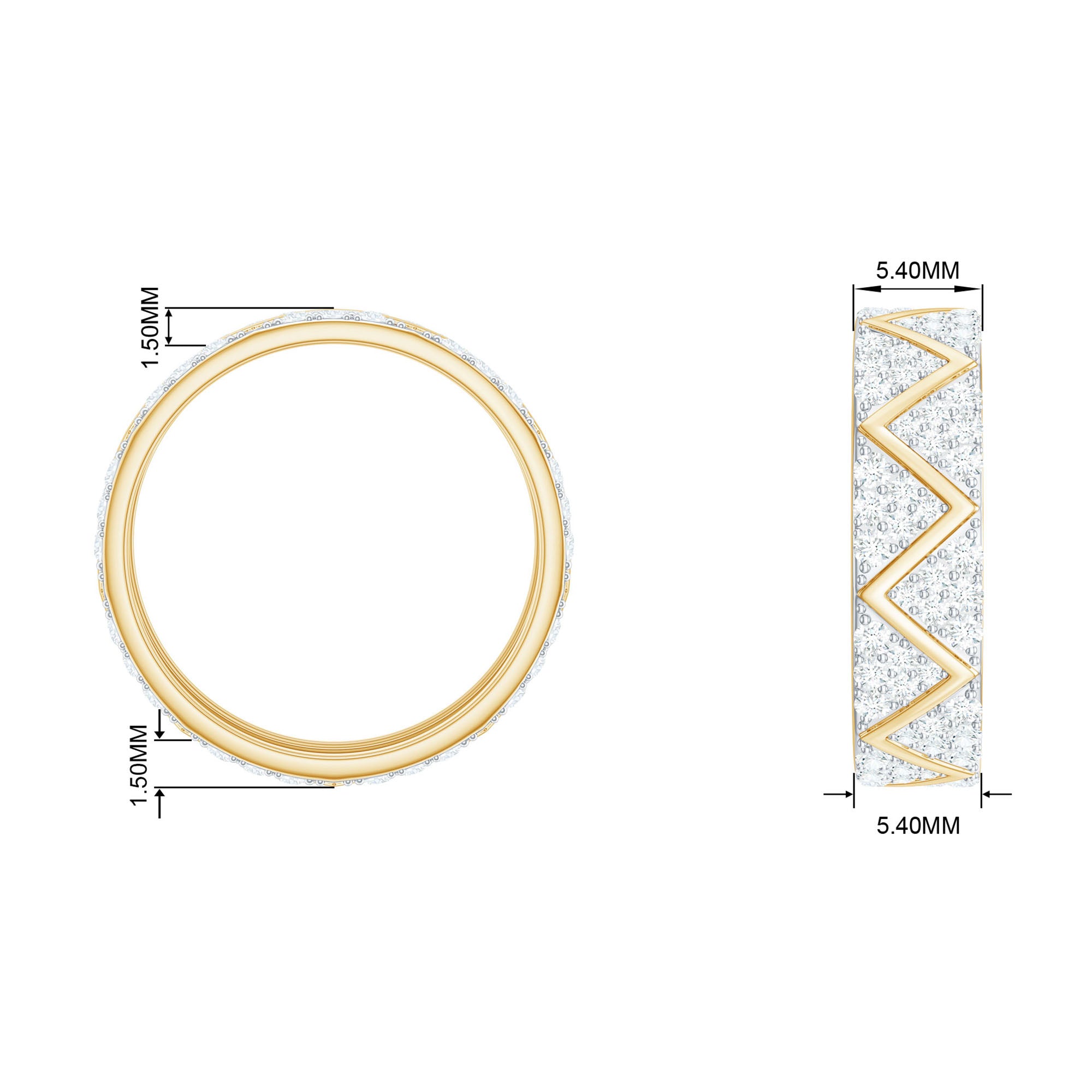 Certified Moissanite Full Eternity Band Ring Moissanite - ( D-VS1 ) - Color and Clarity - Rosec Jewels