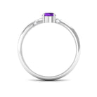 Round Amethyst Solitaire Promise Ring with Diamond Amethyst - ( AAA ) - Quality - Rosec Jewels