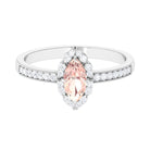 1 Ct Marquise Morganite Engagement Ring with Halo Diamond Morganite - ( AAA ) - Quality - Rosec Jewels