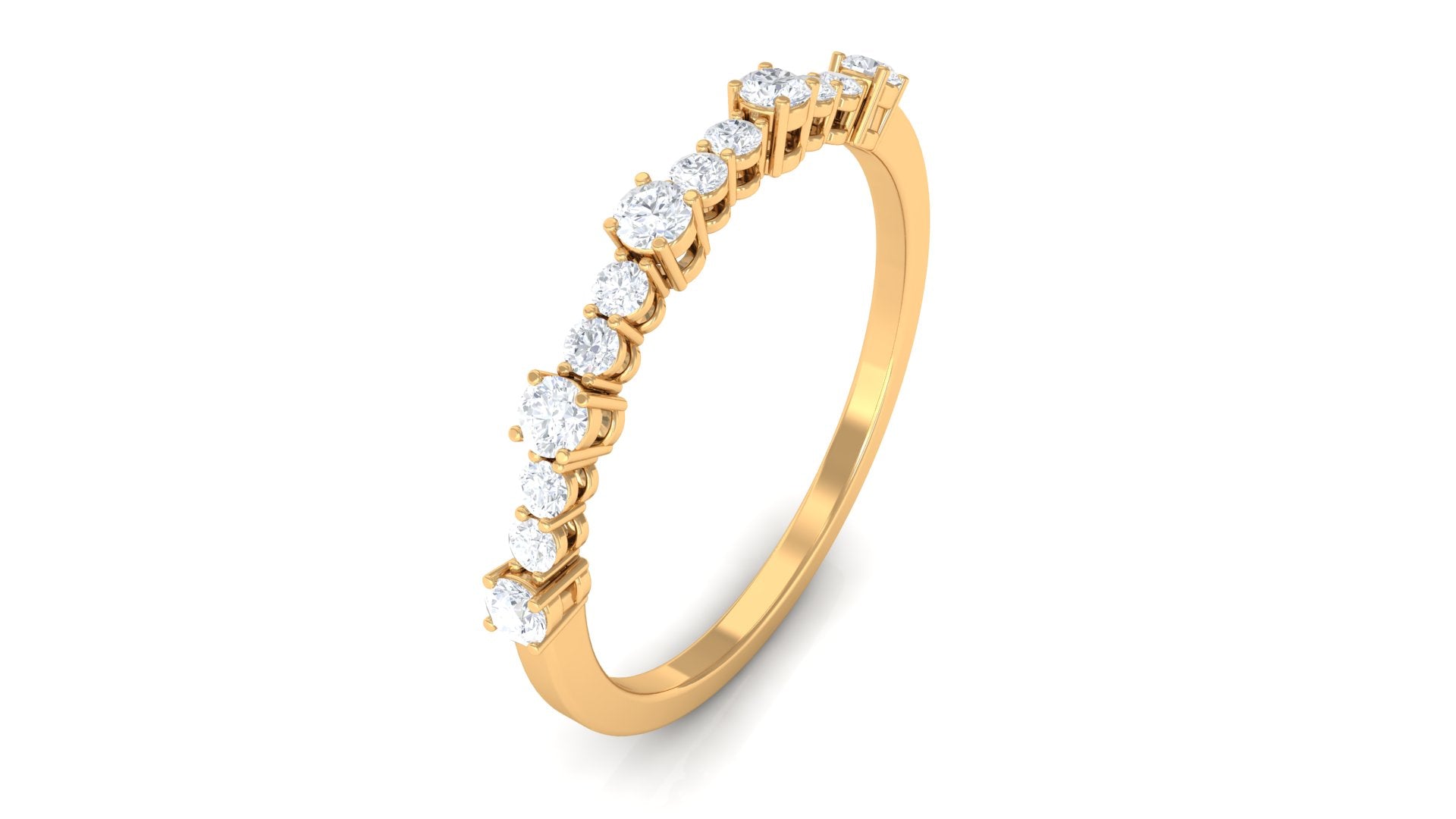 Minimal Diamond Half Eternity Stackable Ring Diamond - ( HI-SI ) - Color and Clarity - Rosec Jewels