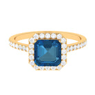 Crown Shank London Blue Topaz Engagement Ring with Diamond Accent London Blue Topaz - ( AAA ) - Quality - Rosec Jewels