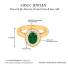 Oval Lab Grown Emerald and Diamond Halo Engagement Ring Lab Created Emerald - ( AAAA ) - Quality - Rosec Jewels