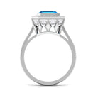 7 MM Asscher Cut Swiss Blue Topaz with Moissanite Side Stone Ring Swiss Blue Topaz - ( AAA ) - Quality - Rosec Jewels