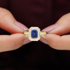 Vintage Engagement Ring with 2.25 CT Created Blue Sapphire and Diamond Accents Lab Created Blue Sapphire - ( AAAA ) - Quality - Rosec Jewels