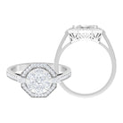 Diamond Flower Engagement Ring in Prong Setting Diamond - ( HI-SI ) - Color and Clarity - Rosec Jewels