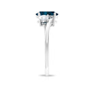 London Blue Topaz Solitaire Bypass Ring with Diamond Side Stones London Blue Topaz - ( AAA ) - Quality - Rosec Jewels