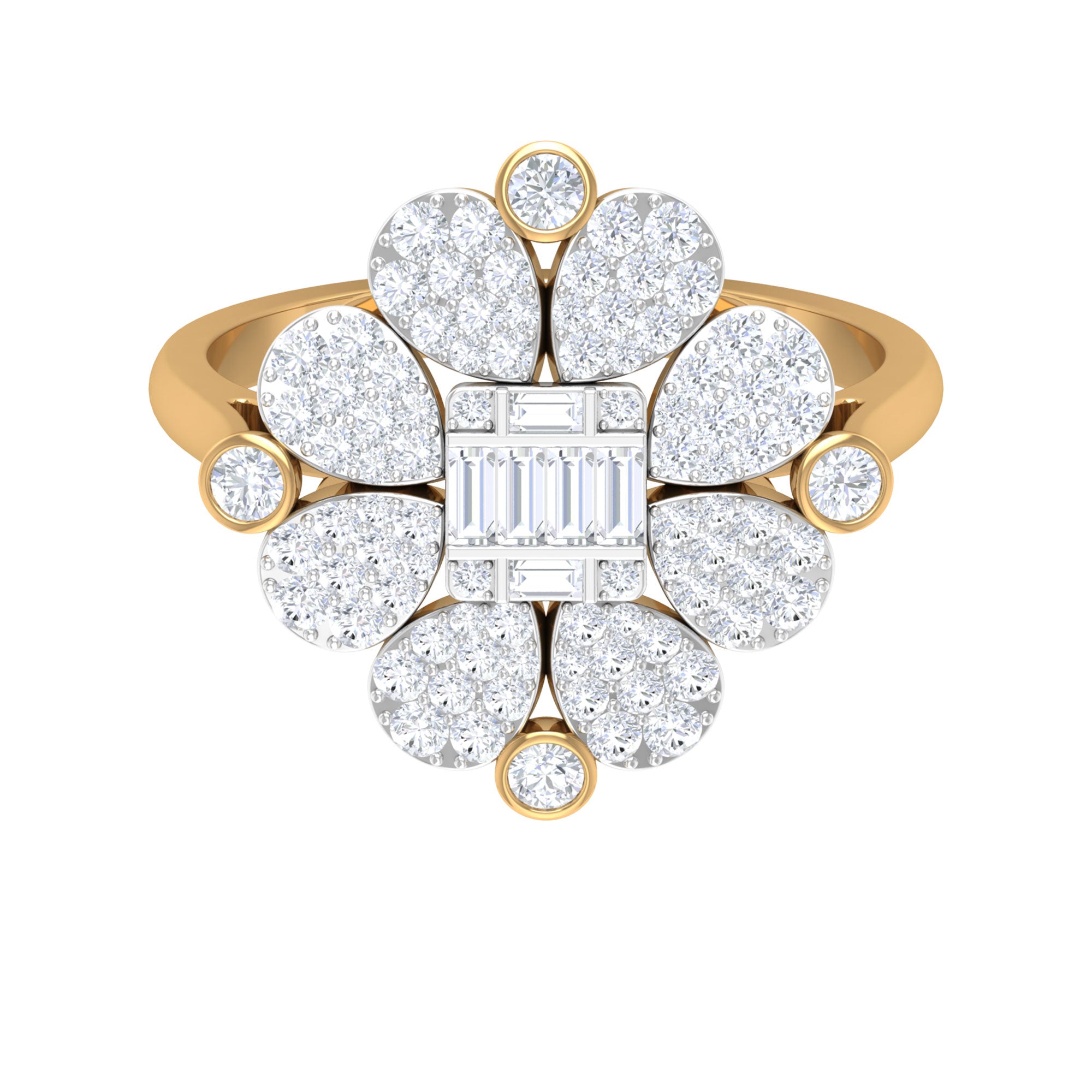 Illusion Set Diamond Statement Engagement Ring Diamond - ( HI-SI ) - Color and Clarity - Rosec Jewels