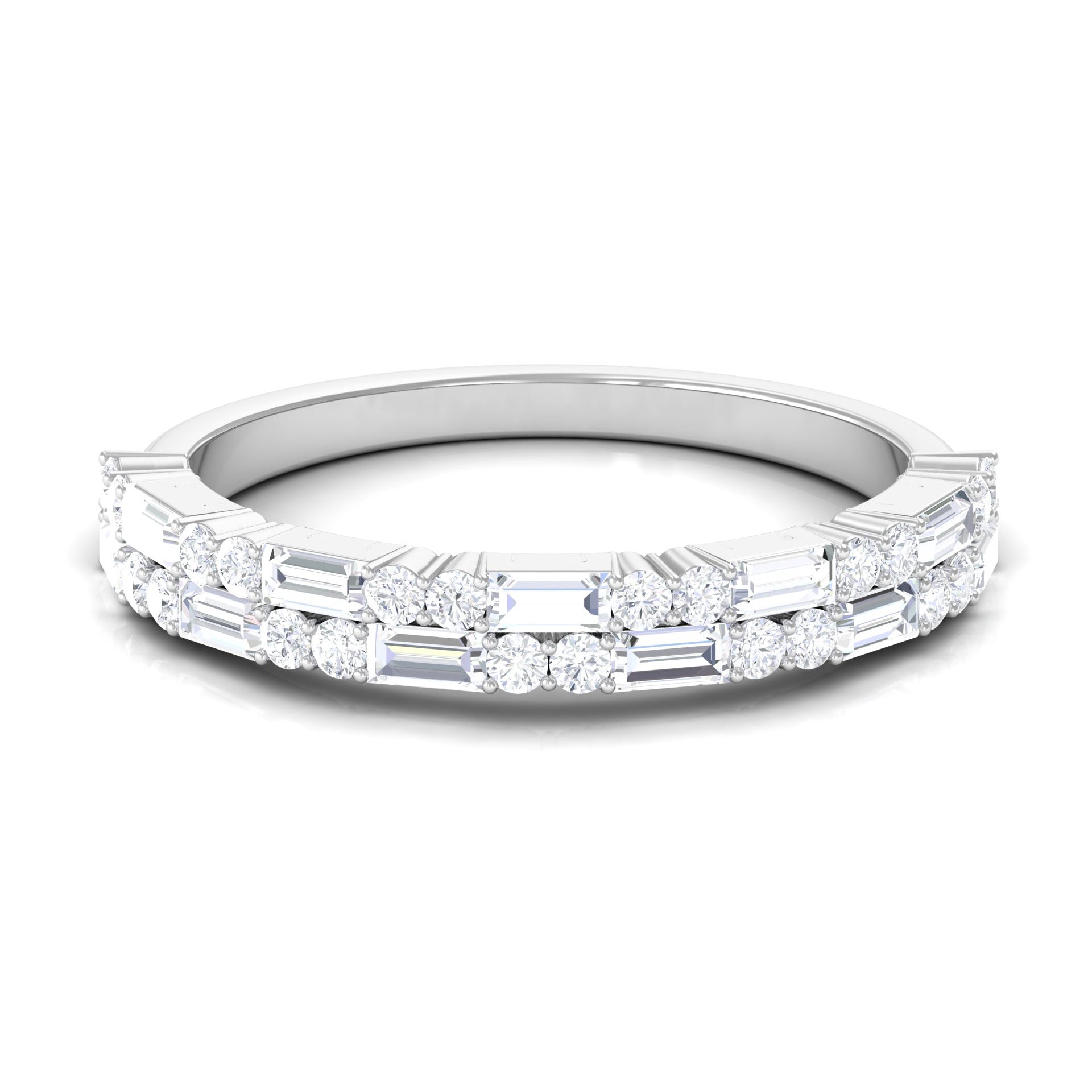 Baguette Diamond Half Eternity Ring Diamond - ( HI-SI ) - Color and Clarity - Rosec Jewels