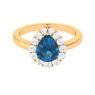 London Blue Topaz Teardrop Engagement Ring with Diamond London Blue Topaz - ( AAA ) - Quality - Rosec Jewels