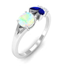 3/4 CT Ethiopian Opal and Blue Sapphire Promise Ring with Moissanite Ethiopian Opal - ( AAA ) - Quality - Rosec Jewels