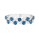 London Blue Topaz and Diamond Leaf Half Eternity Ring London Blue Topaz - ( AAA ) - Quality - Rosec Jewels