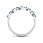 London Blue Topaz and Diamond Leaf Half Eternity Ring London Blue Topaz - ( AAA ) - Quality - Rosec Jewels