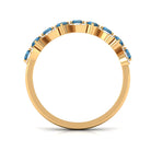 London Blue Topaz and Diamond Leaf Half Eternity Ring London Blue Topaz - ( AAA ) - Quality - Rosec Jewels