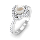 2.50 CT Freshwater Pearl Engagement Ring with Diamond Accent Freshwater Pearl - ( AAA ) - Quality - Rosec Jewels