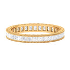 1 CT Princess Cut Zircon Eternity Band with Gold Milgrain Zircon - ( AAAA ) - Quality - Rosec Jewels