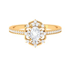 1.25 CT Vintage Inspired Zircon Flower Engagement Ring Zircon - ( AAAA ) - Quality - Rosec Jewels