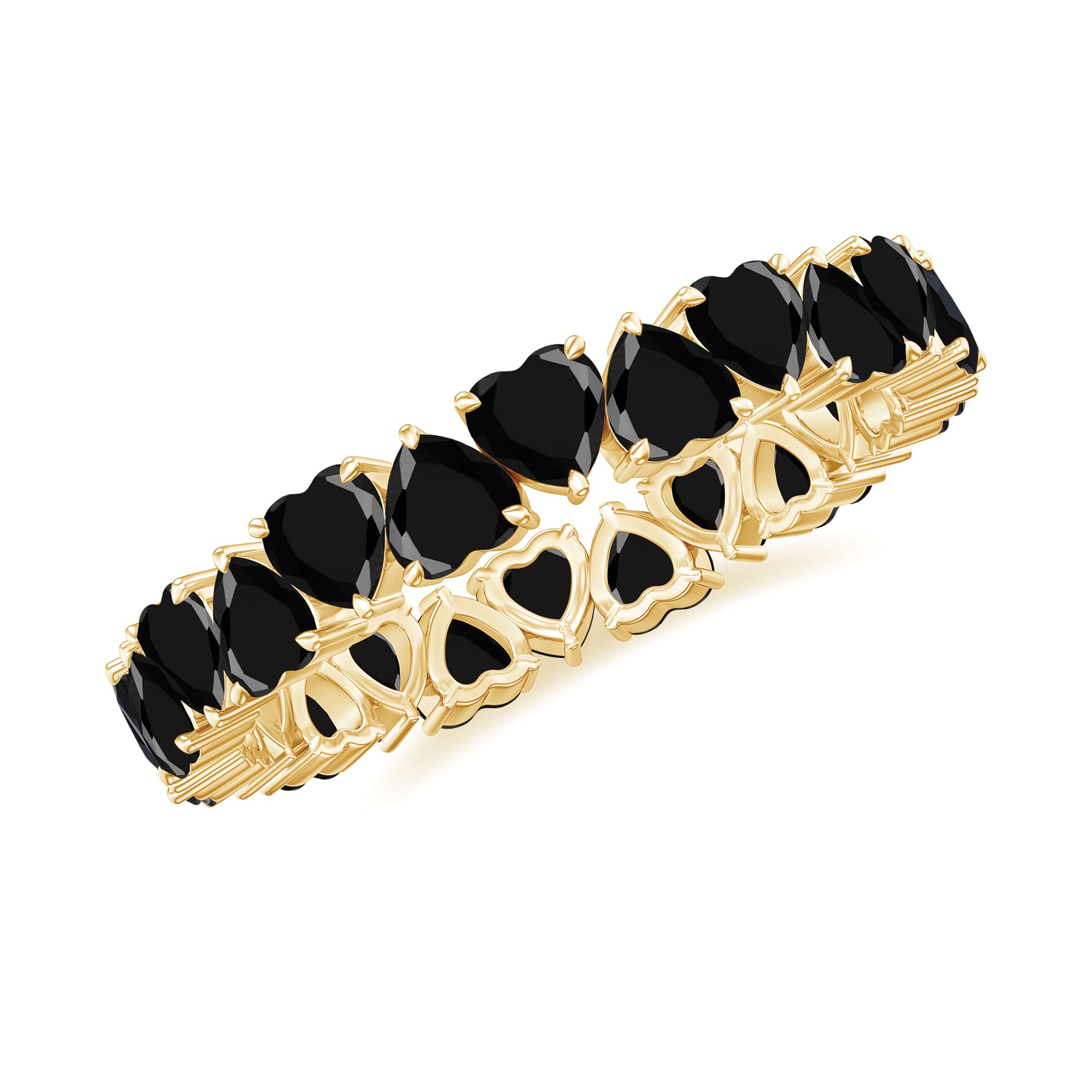 Claw Set Heart Shape Black Spinel Eternity Band Ring Black Spinel - ( AAA ) - Quality - Rosec Jewels